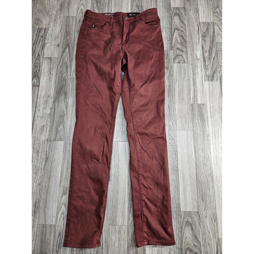 AG Adriano Goldschmied Prima Pants Womens 26 Plum Burgundy Cigarette Leg